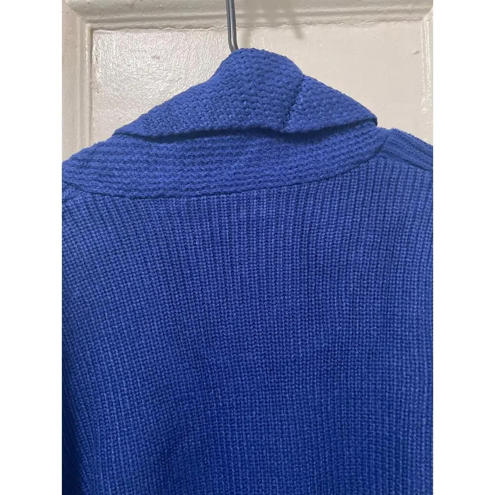 Men's Shawl Collar Knit Ribbed Pullover Sweater Navy NWOT Size L
